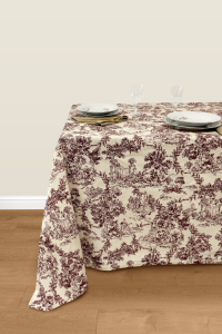 Tovaglia Toile De Jouy Rosso in Puro Cotone